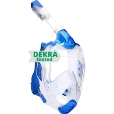 Khroom von DEKRA® geprüfte CO2 sichere Schnorchelmaske Vollmaske Seaview X - Tauchmaske für Erwachsene / Kinder | Schnorchelausrüstung / Schnorchelset Alternative (S/M, Hellblau)