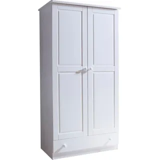 TICAA Kinderkleiderschrank Moritz 96 x 187 x 54 cm Kiefer massiv weiß