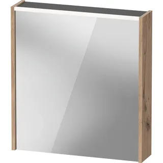 Duravit D-Code Spiegelschrank, Steckdose Typ F (EU, DE), eine Tür mit Anschlag links, LED-Lichtfeld oben, 651x700mm, 5 W, DC7105L55550000, Farbe: Eiche marmoriert Matt