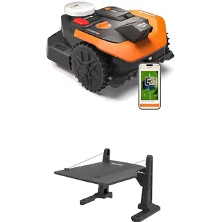 Worx Landroid Vision Cloud WR303E 2WD Mähroboter mit Garage, kabelloser Rasenmähroboter für bis zu 300 m2, (KI-Hinderniserkennung, VSLAM + RTK-Cloud-Navigation, automatische Kartierung, App-Steuerung)