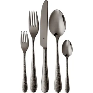 WMF Sitello Besteck-Set Midnight Edition, 30-teilig, Cromargan® Edelstahl poliert, Hammerschlag, ergonomisch, glänzend