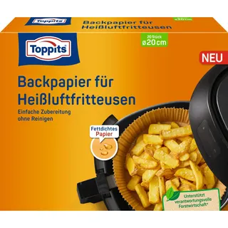 Toppits Backpapier Rund - 20 Stück, für 4-8L Körbe, Durchmesser 20cm