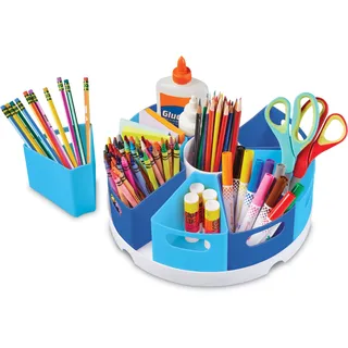 Learning Resources Stiftehalter mit Utensilien-Center (Blau), Stiftaufbewahrung, Tisch-Organizer, Ideal für Klassenzimmer und Schreibtisch, abwischbarer Kunststoff, 10-teiliges Set