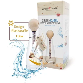 ZirbenFamilie Original ZirbenKugel Edelsteinstab Set inkl. Kristall-Glaskaraffe von Spiegelau 1 l