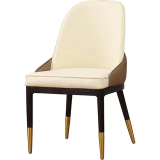 Sessel Stuhl 1x Esszimmer Lounge Sitz Polsterstuhl Kunstleder Fernseh Lehnstuhl - Beige
