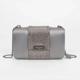 Tasche Clutch Mit Streifen Von Strass Silber - Mimi Mua