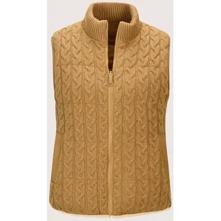 Kurzweste MADELEINE "Weste Strickweste mit Zopfmuster", Damen, Gr. 48, beige (caramel), Obermaterial: 100% Polyester PES., Modern, Westen Kurzweste, Wendeweste
