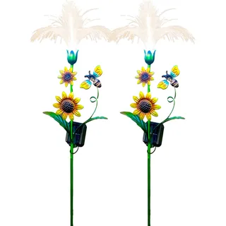 Northpoint LED Solar Gartenstecker Außenbereich Dämmerungssensor Garten Dekoration 2er-Set warmweiß