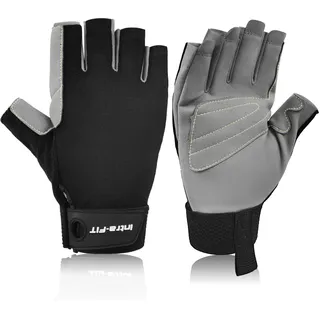 Intra-FIT Kletterhandschuhe Half-Fingerhandschuhe Kunstleder Arbeitshandschuhe Abriebschutz Kletter-Sporthandschuhe Seilhandschuhe für Abseilen, Bergsteigen, Abenteuer, Outdoor-Sport,Rettung