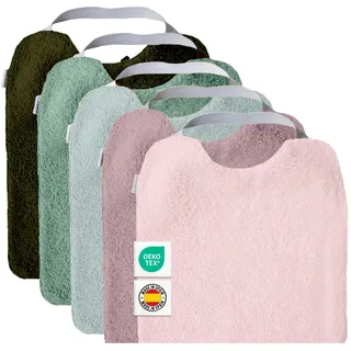 MIMUSELINA Set aus 5 Große Frottee Lätzchen Baby Wasserdicht Wiederverwendbar aus Baumwolle Premium mit Elastischem Hals | Hochwertige OEKO-TEX Lätzchen Baumwolle Ohne Plastik