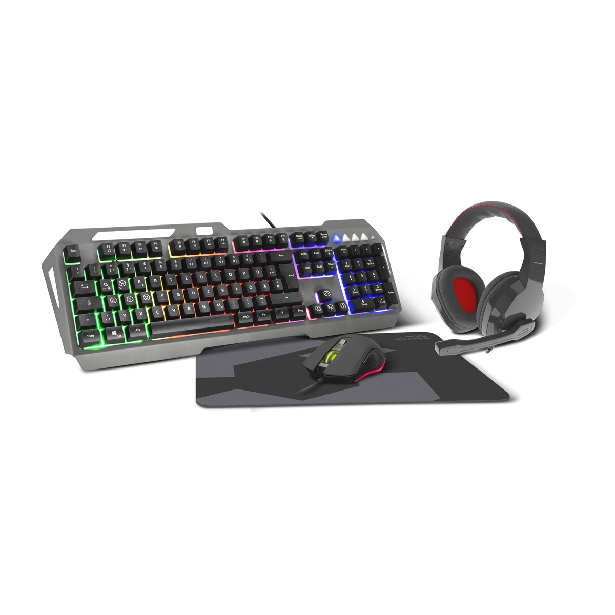 Bild von Lunera 4in1 Illuminated Gaming Set, schwarz, USB, DE (SL-670305-BK)