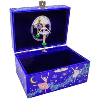 GICO Schmuckkästchen blaue Ballerina für Mädchen Kinderspieluhr mit Musik, drehender Figur und Spiegel Geburtstagsgeschenk Mädchen Schmuckbox Kinder 15 x 13 x 9 cm - 92062