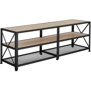 Tectake tectake® TV-Regal, Industrial Style, 3 offene Etagen, seitliche X-Streben, 141 x 41,5 x 50,5 cm