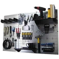 Stecktafel-Organizer, Wandsteuerung, 1,2 m, Metall-Stecktafel, Standard-Werkzeug-Aufbewahrungs-Set mit verzinktem Werkzeugbrett und schwarzem Zubehör