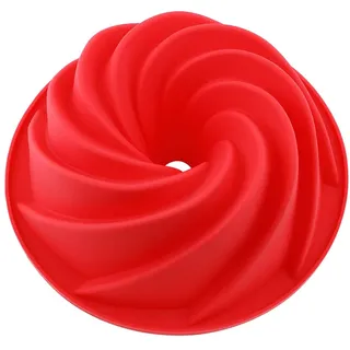 Vicloon Gugelhupfform Silikon, 9 Zoll Silikonbackform, Silikonform Backen Backformen Pfanne, Tortenformen, Gugelhupfform, Muffinform, Besondere Backform für Küche, Brot, Backen - Rose Form, Rot