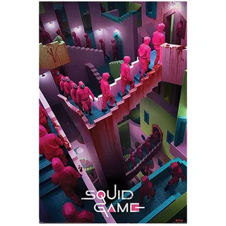 Pyramid Squid Game Crazy Stairs Poster, grün