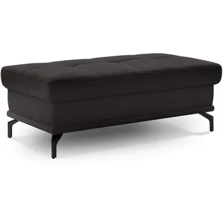 Cavadore Sitzhocker Castiel / Moderner Polsterhocker mit Füßen in Satin-Optik / 138 x 48 x 71 / Webstoff, Schwarz