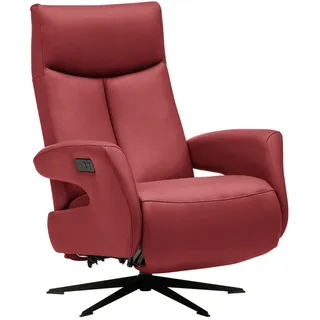 Welnova Relaxsessel , Rot , Metall , Echtleder , Color-Finish-Leder , 74x105x82 cm , Fußauswahl, Lederauswahl, Relaxfunktion, Netzbetrieb , Wohnzimmer, Sessel, Ledersessel