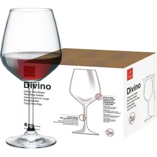 Bormioli Rocco 6er Pack Kelche Divino Large Tafelgläser für Rotwein 530ml - Transparent