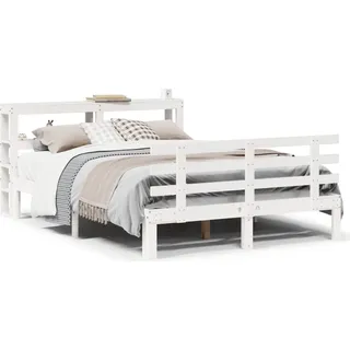 vidaXL Bettgestell mit Kopfteil ohne Matratze Weiß 160x200 cm - Weiß