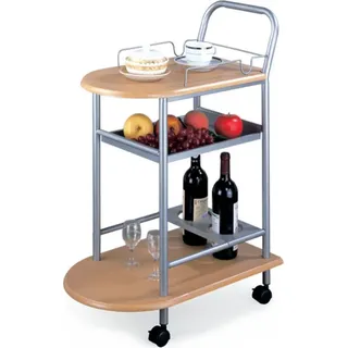 Kondela Serviertisch auf Rädern Lima - Buche / Silber - Naturbelassen