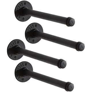 IBUYKE 30.5cm Kleiderstange Wandmontage 4 Stück, Metall, Schwarz TYJ004H | Platzsparende Industrierohr Garderobenstange, Multifunktionale Wand Kleiderständer für Schlafzimmer Wohnzimmer Flur