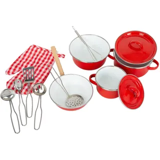 Small Foot Company small foot Kochgeschirr für Kinder, Zubehör für Spielküche, 13-tlg. Set mit Topfhandschuh und Küchenhelfern, 8964, Metall,