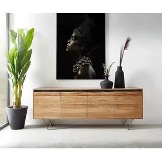 DeLife Sideboard Stonegrace 200x45 cm Akazie Natur 4 Türen Baumkante