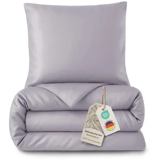 LAYNENBURG Premium Lyocell Bettwäsche in 155x220 + Kissenbezug 80x80 cm - 100% Lyocell Tencel aus u.a Eukalyptus – Oeko-TEX 100 - kühlende Sommer-Bettwäsche mit Reißverschluss(grau)