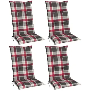 Beautissu Hochlehner Auflage 100 x 50 x 6 cm Bordeaux Kariert 4-tlg.