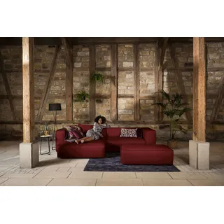 W.Schillig Ecksofa "around-the-block, modern und elegant, bequem, L-Form", mit eleganter Biese, mit Federkern, ruby rot z59),