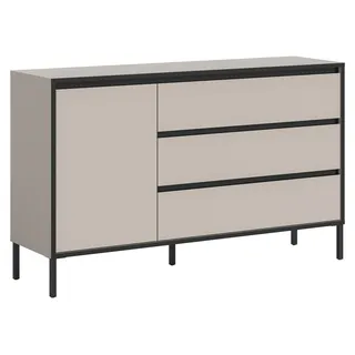 Tron Sideboard 1 Tür, 3 Schubladen Kaschmir Nachbildung. - Creme