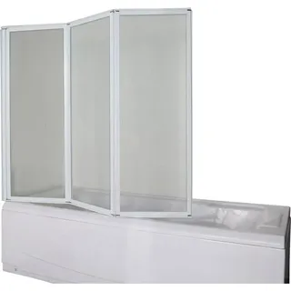 Badewannenfaltwand , Weiß , Metall, Glas , 130x121 cm , Badezimmer, Baden & Duschen, Badewannenaufsatz