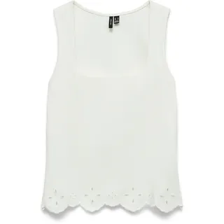 Vero Moda Spitzentop "VMLOUISE SL SQUARE NECK TOP JRS" Baumwolle, regular fit, snow weiß