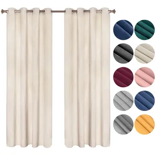 Woltu Verdunklungsvorhang Ösen 140 x 225 cm Beige 2 Stücke