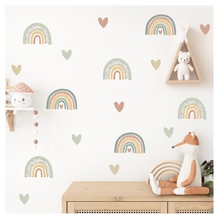 Little Deco Wandtattoo 10 Regenbogen mit Herzen Wandsticker Kinderzimmer Babyzimmer Wandaufkleber Mädchen Sticker Schlafzimmer Deko DL997-3