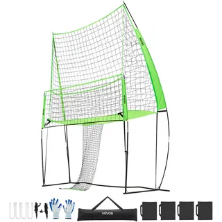 Vevor Volleyball Trainingsnetz stufenlos höhenverstellbare Übungsausrüstung mit Ballrücklauf, 2,44 x 3,35 m tragbare Netzstation, einfache Einrichtung für den Innen- und Außenbereich im Garten