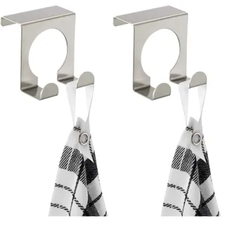 WENKO Tür-Doppelhaken, Haken für Handtuch und Geschirrspültücher, zum Einhängen an Schublade und Schranktür, geeignet für Bad und Küche, aus rostfreiem Edelstahl, 5 x 5 x 4.9 cm (Packung mit 2)