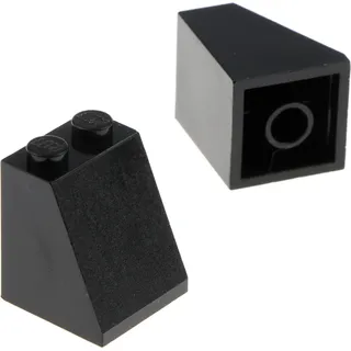 2x Lego Dachstein 65° 2x2x2 schwarz schräg Steine mit Boden Röhre 3678b - Schwarz