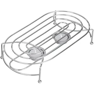 axentia Stövchen in Silber, verchromtes Warmhaltegitter für 2 Teelichter, ca. 28 x 15 cm