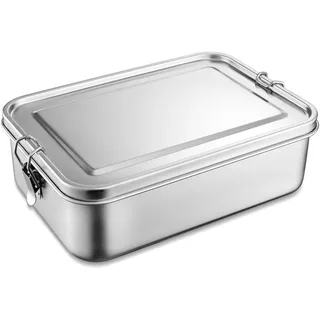Joyfair Brotdose, Edelstahl Bento Box mit 3 Fächern, Vesperdose Lunch Box Auslaufsicher für Erwachsene & Kinder, Metall Brotzeitdose für Schule, Picknick und Unterwegs, Spülmaschinenfest - 2400ml