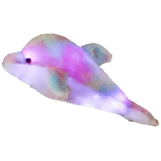 Süßes Delfin Plüschtier,Leuchtend Gefülltes Plüsch Kissen mit LED Licht Dekokissen Weiches Kissen Puppe für Kinder,Kuscheltier Stofftier Delfin Plüsch Spielzeug für Weihnachten Geburtstag Geschenke
