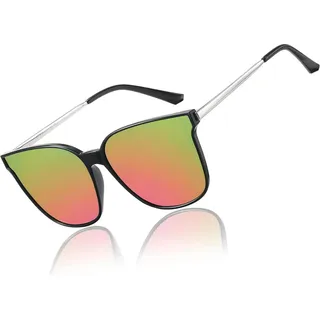 DUCO Damen Polarisierte UV400 Vintage Runde Sonnenbrille Meta