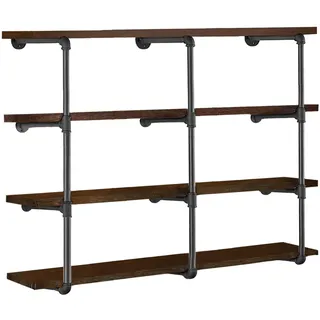 HITOMEN Industrielle Eisenrohrregale, 3er-Set, 4-stöckig, 106,7 cm hoch, 30,5 cm tief, DIY offenes Bücherregal, Bücherregal, Wandmontage, Vintage-Retro-Regal, rustikales Bauernhaus, Speisekammer,