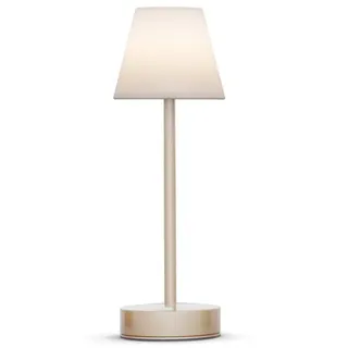 LED Tischlampe tragbar Touch Dimmer 32 cm IP44 in Messing Weiß Außenleuchte