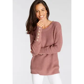 LAURA SCOTT Strickpullover Übergangspullover aus Grobstrick, mit Zierknöpfen, rosa
