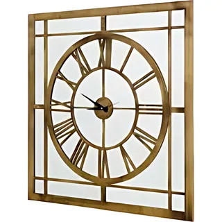 Quadratische Wanduhr im Vintage-Stil mit römischen Ziffern Uhr 100cm - Braun