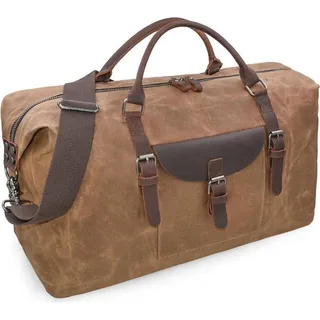 Herren Vintage Leder Canvas Weekender Reisetasche Wasserdicht