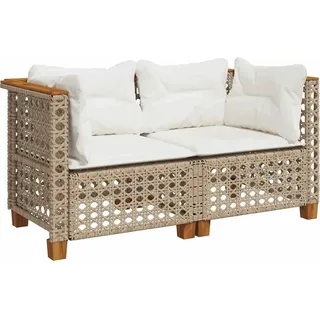 vidaXL Garten-Ecksofas mit Kissen 2 Stk. Beige Poly Rattan - Beige