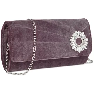 Miss Lulu Clutch Tasche Daman Samt, Eleganter Abendtasche, Mit Strass Handtasche Hochzeit, Braut Tasche mit Kette für Hochzeiten, Partys und Bankette